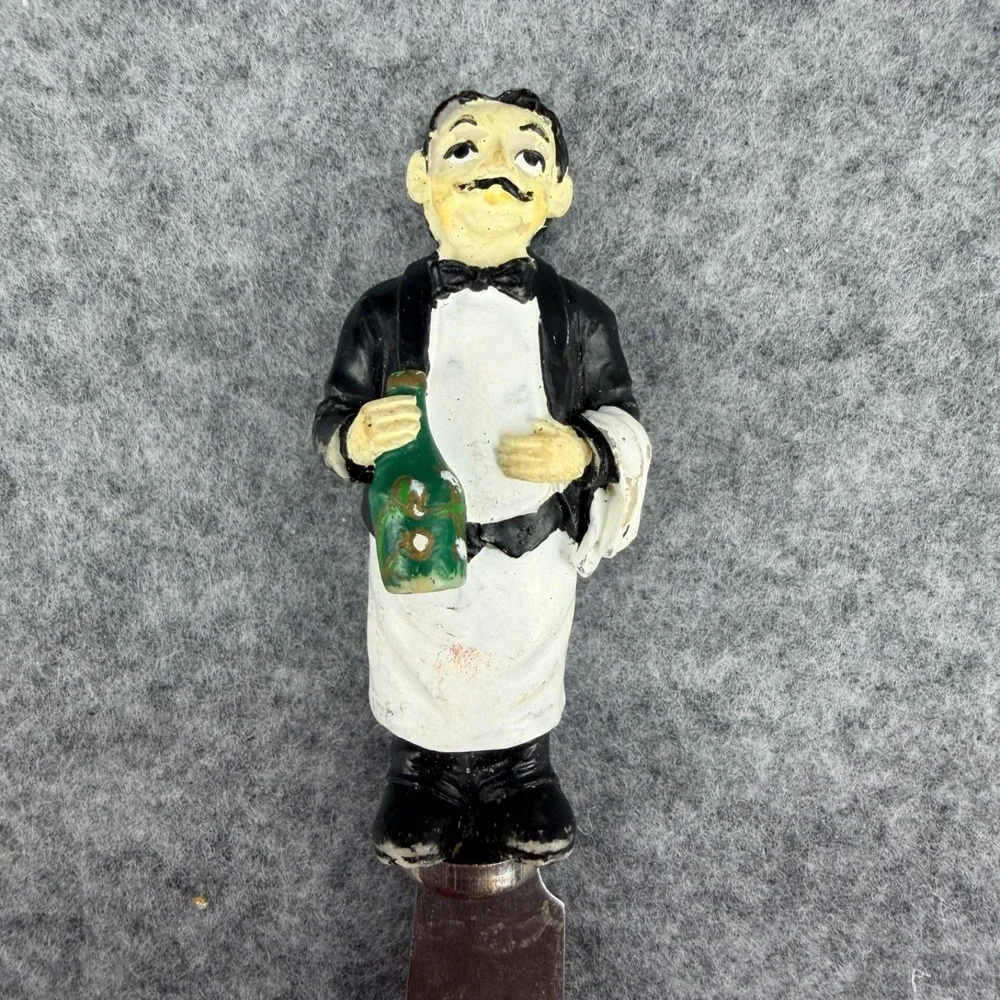 Vintage Guy Buffet Figural Butter Knives Spreaders Set of 4 Chef Waiter Utensils